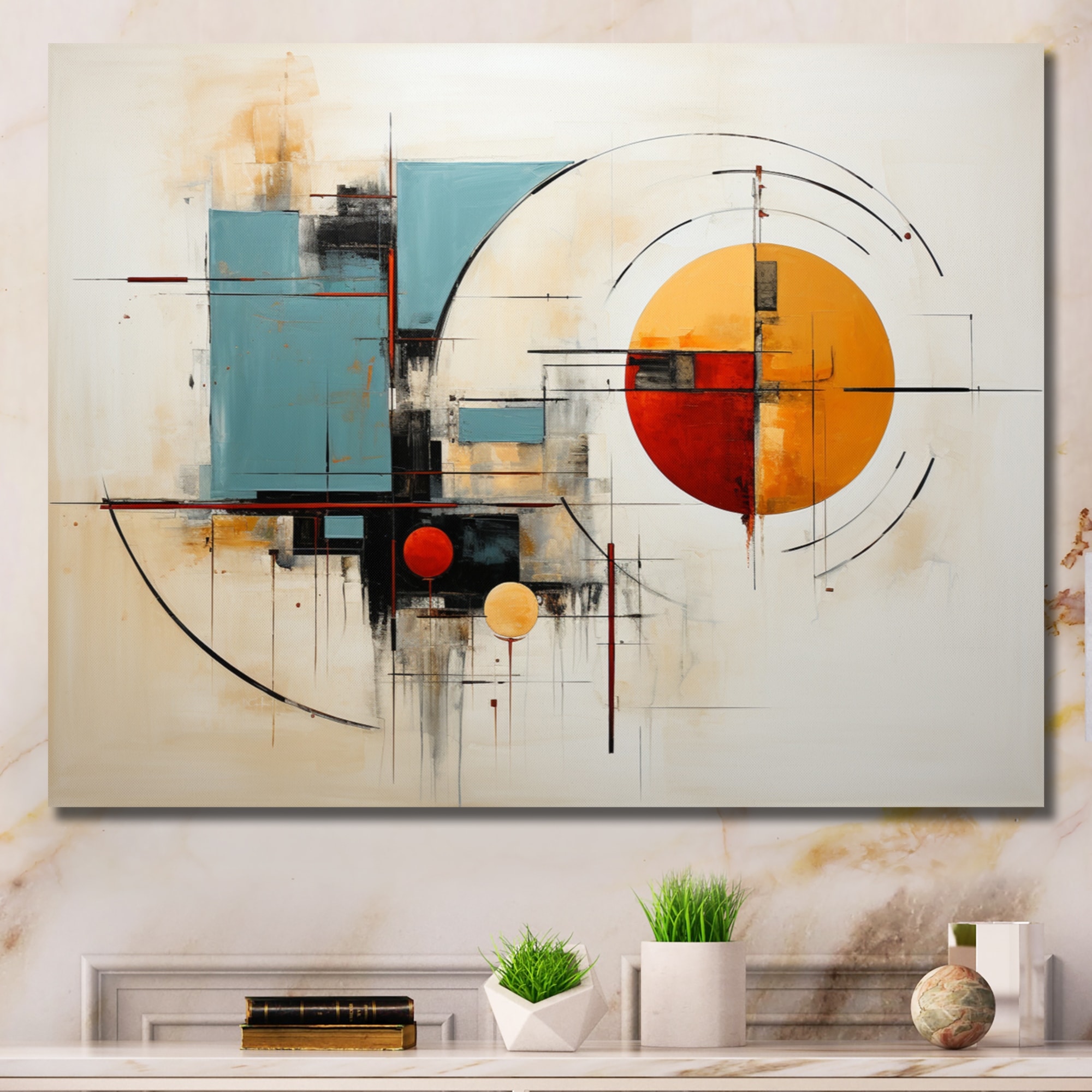 Designart "Colorful Mid Century Abstract Elegance II" Mid-century ...